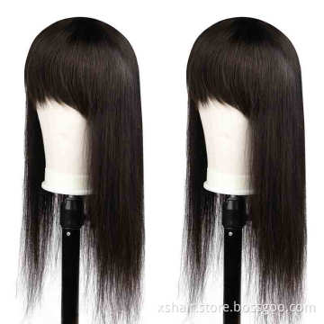 African Popular Remy Silky Straight 100% Human Hair Wig Natural Color No Lace Human Hair Wigs